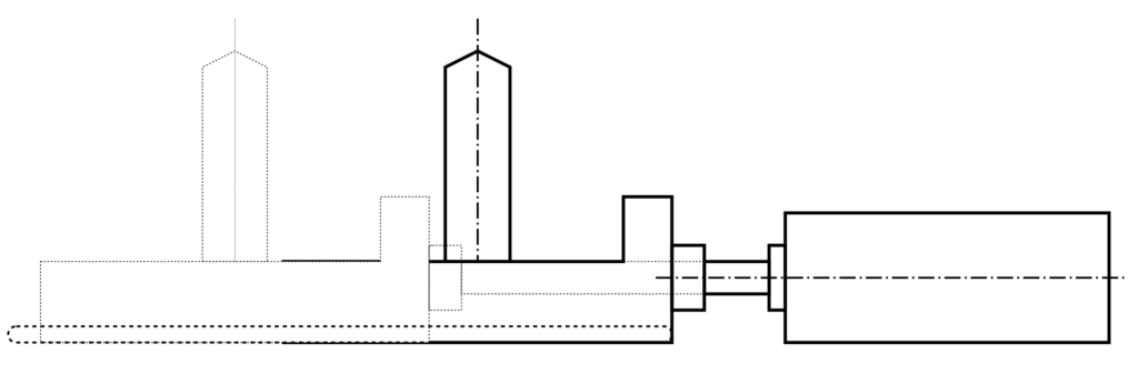 The slider is moved by a pneumatic cylinder